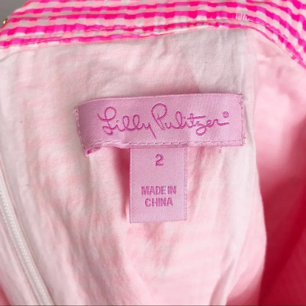 LILLY PULITZER | Thyme Hotty Pink Gingham Ruffle Pencil Skirt Women’s Size 2